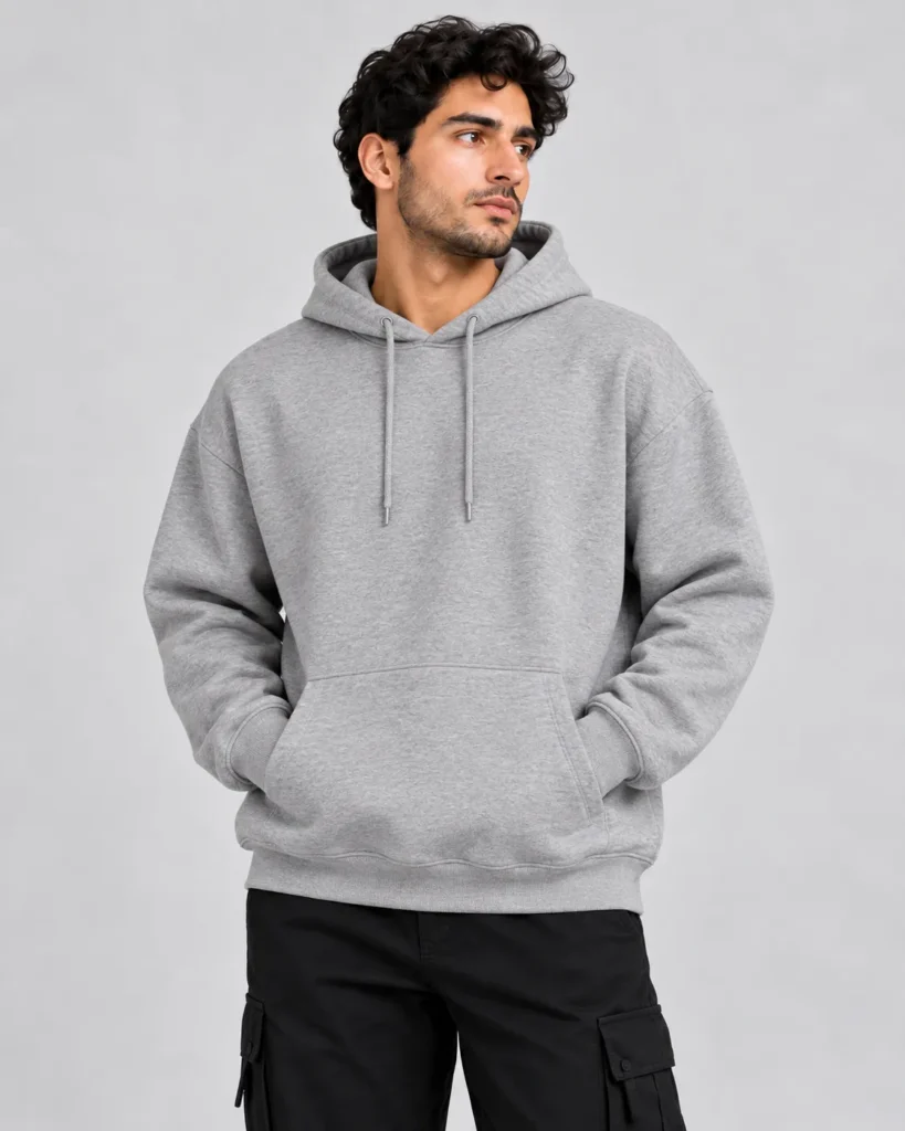 هودي رجالي Oversized – رمادي ميلانج